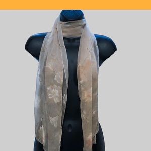 Vintage Sheer Floral Scarf w/ Hand Painted Details